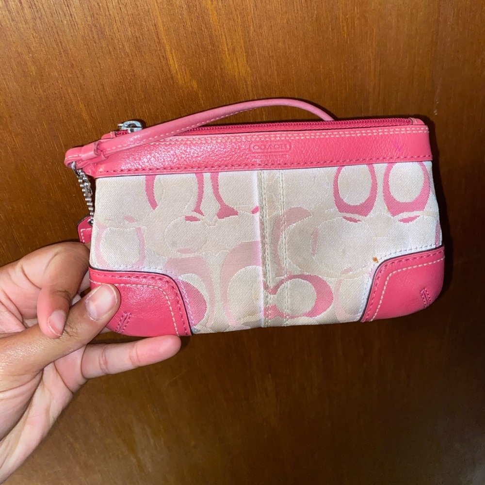 COACH small pink wristlet